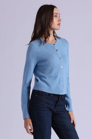 Boucle Long Sleeve Crew Neck Cropped Cardigan