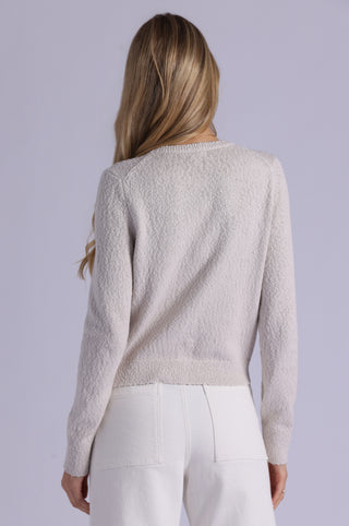 Boucle Long Sleeve Crew Neck Cropped Cardigan