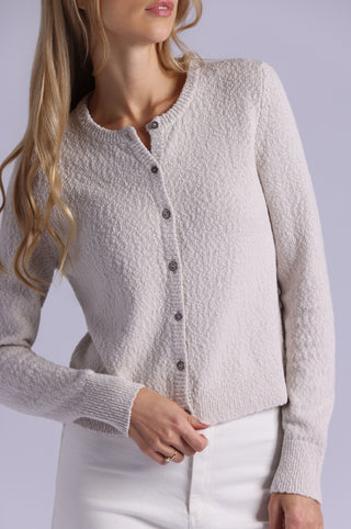 Boucle Long Sleeve Crew Neck Cropped Cardigan