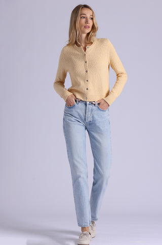 Boucle Long Sleeve Crew Neck Cropped Cardigan