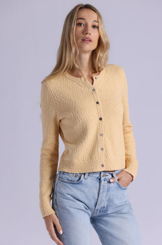 Boucle Long Sleeve Crew Neck Cropped Cardigan