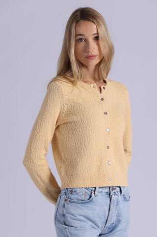 Boucle Long Sleeve Crew Neck Cropped Cardigan