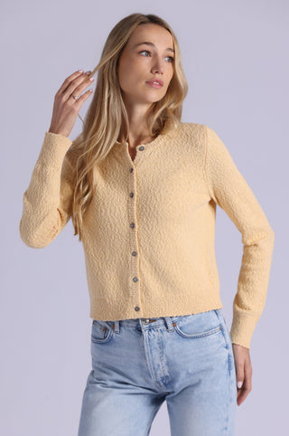 Boucle Long Sleeve Crew Neck Cropped Cardigan