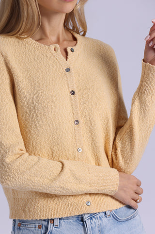 Boucle Long Sleeve Crew Neck Cropped Cardigan
