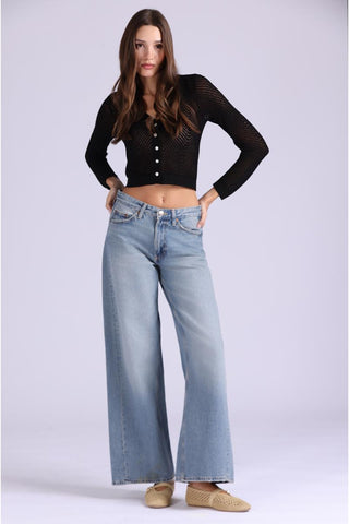 Open Pointelle Cropped Cardigan