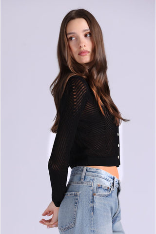 Open Pointelle Cropped Cardigan