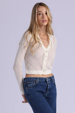 Open Pointelle Cropped Cardigan
