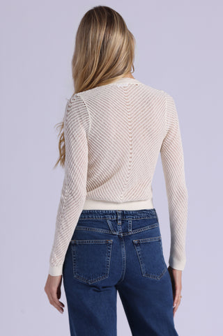 Open Pointelle Cropped Cardigan