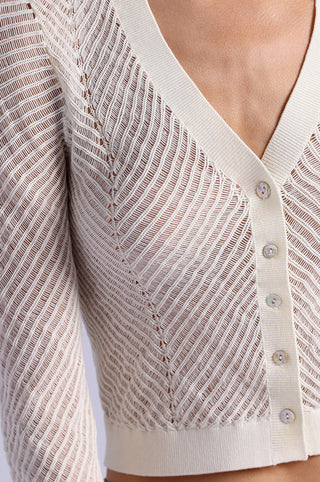 Open Pointelle Cropped Cardigan