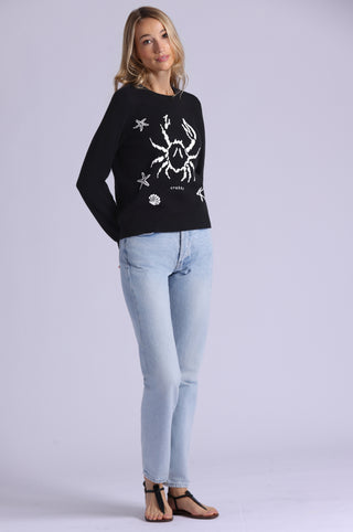 Cotton Cashmere Crabby Intarsia Crew