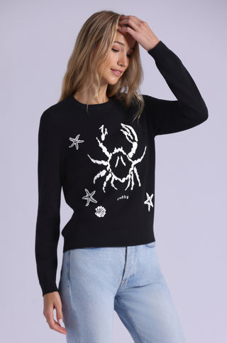 Cotton Cashmere Crabby Intarsia Crew
