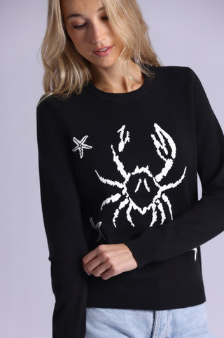 Cotton Cashmere Crabby Intarsia Crew