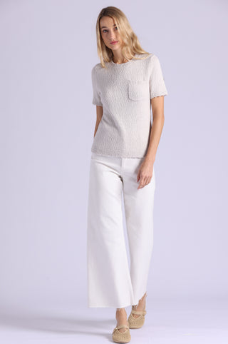 Frayed Crew Neck Tee with Pocket