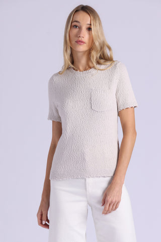 Frayed Crew Neck Tee with Pocket