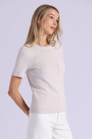 Frayed Crew Neck Tee with Pocket
