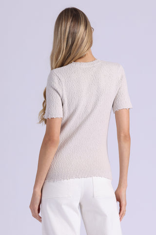 Frayed Crew Neck Tee with Pocket