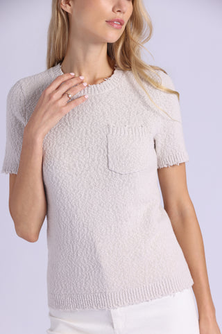 Frayed Crew Neck Tee with Pocket