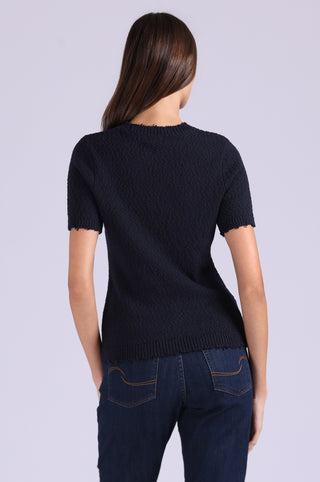 Frayed Crew Neck Tee with Pocket