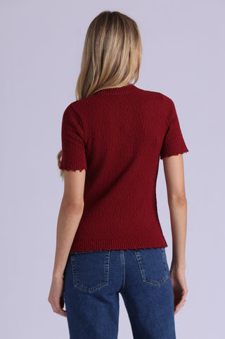 Frayed Boucle Crew Neck Tee with Pocket