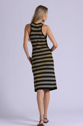 Striped Tie Front Tank Dress With Rolled Edges