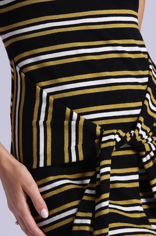 Striped Tie Front Tank Dress With Rolled Edges