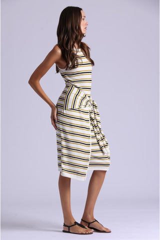 Striped Tie Front Tank Dress With Rolled Edges
