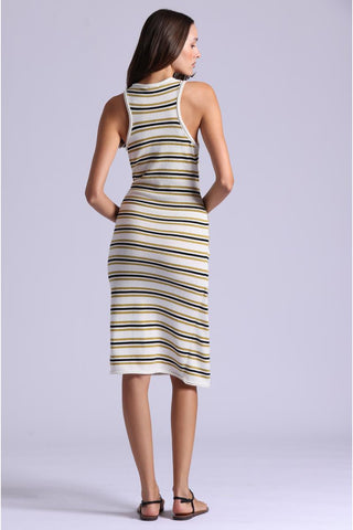 Striped Tie Front Tank Dress With Rolled Edges