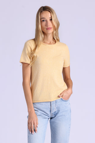 Short Sleeve Crew Neck Tee with Rolled Edges