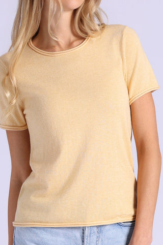 Short Sleeve Crew Neck Tee with Rolled Edges