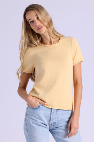 Short Sleeve Crew Neck Tee with Rolled Edges