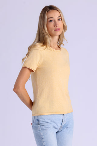Short Sleeve Crew Neck Tee with Rolled Edges