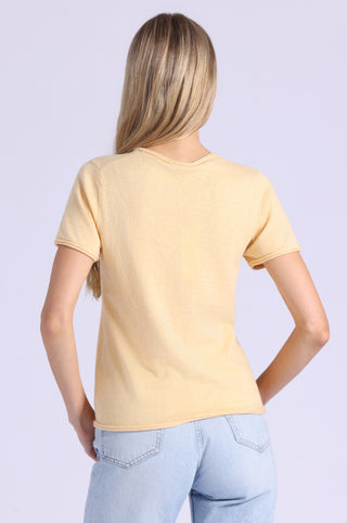 Short Sleeve Crew Neck Tee with Rolled Edges