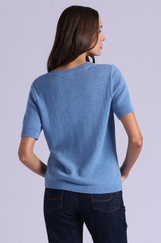 Textured Short Sleeve V Neck