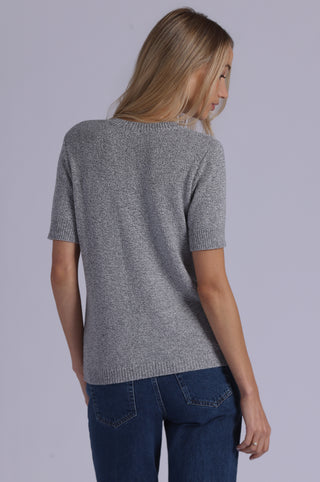 Textured Short Sleeve V Neck
