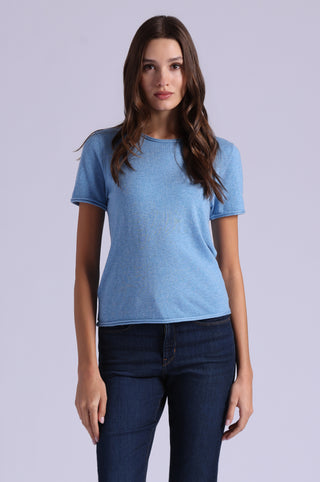 Short Sleeve Crew Neck Tee with Rolled Edges