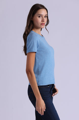 Short Sleeve Crew Neck Tee with Rolled Edges