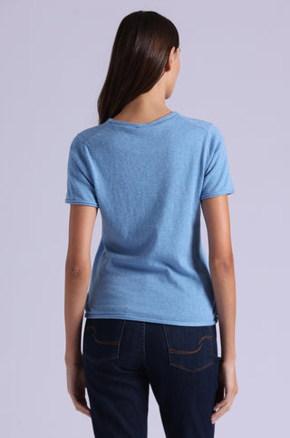 Short Sleeve Crew Neck Tee with Rolled Edges
