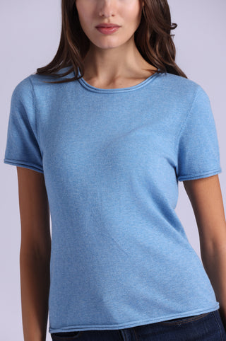 Short Sleeve Crew Neck Tee with Rolled Edges