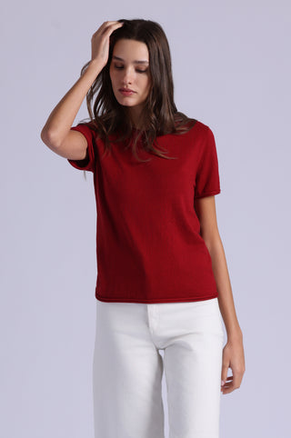 Short Sleeve Crew Neck Tee with Rolled Edges