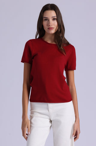 Short Sleeve Crew Neck Tee with Rolled Edges
