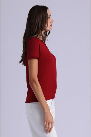 Short Sleeve Crew Neck Tee with Rolled Edges