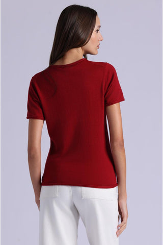 Short Sleeve Crew Neck Tee with Rolled Edges