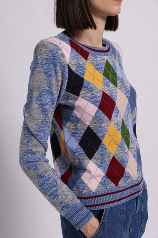 Marled Argyle Crew Neck with Tipping