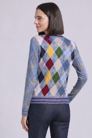 Marled Argyle Crew Neck with Tipping