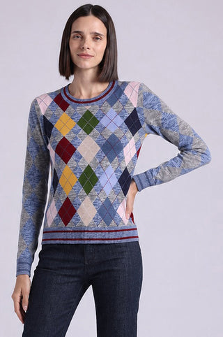 Marled Argyle Crew Neck with Tipping