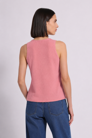Sheer Luxury Cashmere Crew Neck Tank with Rolled Edges