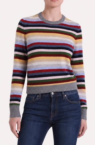 Cashmere Long Sleeve Striped Crew Neck
