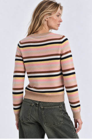 Cashmere Long Sleeve Striped Crew Neck