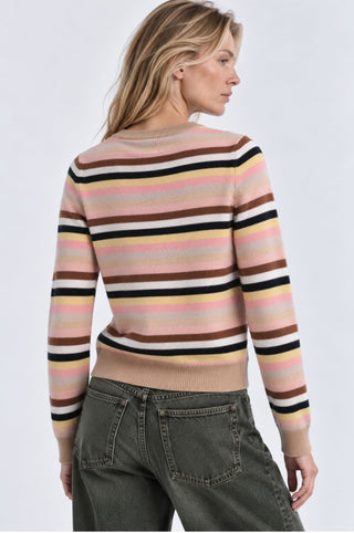 Cashmere Long Sleeve Striped Crew Neck