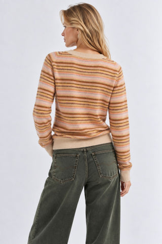 Striped Long Sleeve Raglan V Neck